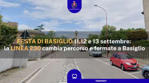 Festa di Basiglio: cambio capolinea bus 230